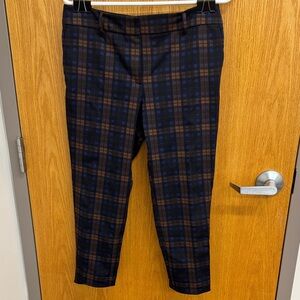 Ann Taylor Navy and Brown Plaid‎ Pants